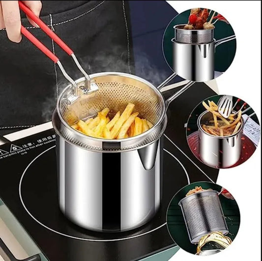 Deep Fryer Set with Stainless Steel Deep Fry Basket Deep Frying Pot Wire Mesh French Frying Basket with Handle for Restaurant Kitchen Cooking Tool