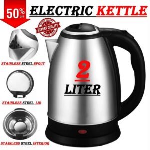 Export Quality 2L Electric Kettle - Stainless Steel | 220V Electric Water Kettle for Quick Boiling in Pakistan"